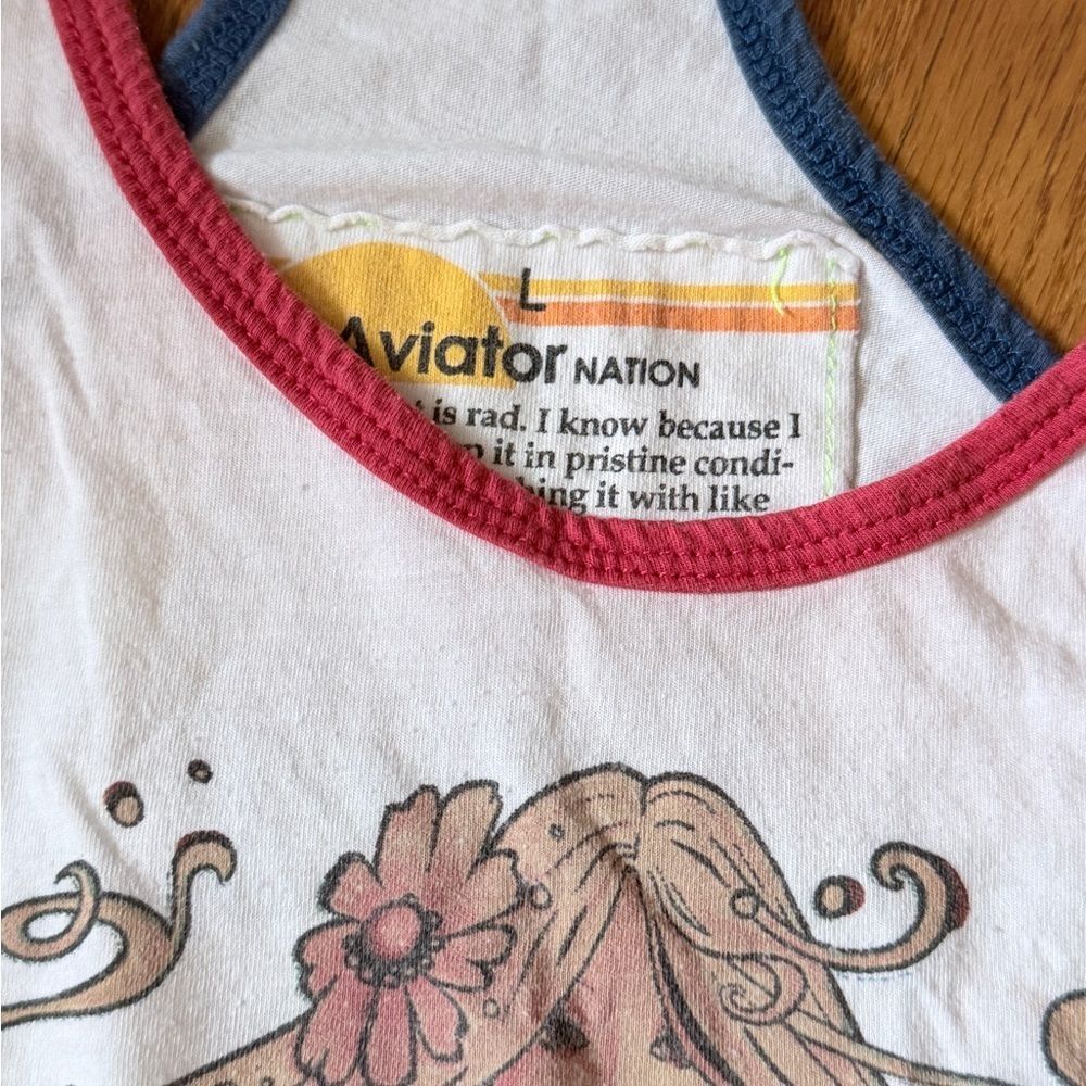Very Rare Aviator Nation White Mermaid Tank Top - Picture 5 of 5
